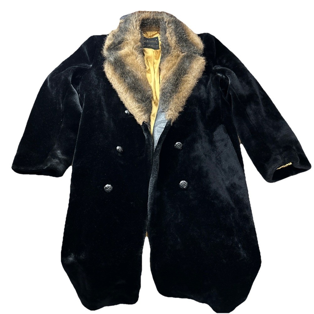 Alaskan Faux Fur Coat By Lou Nierenberg Mens 46 Black